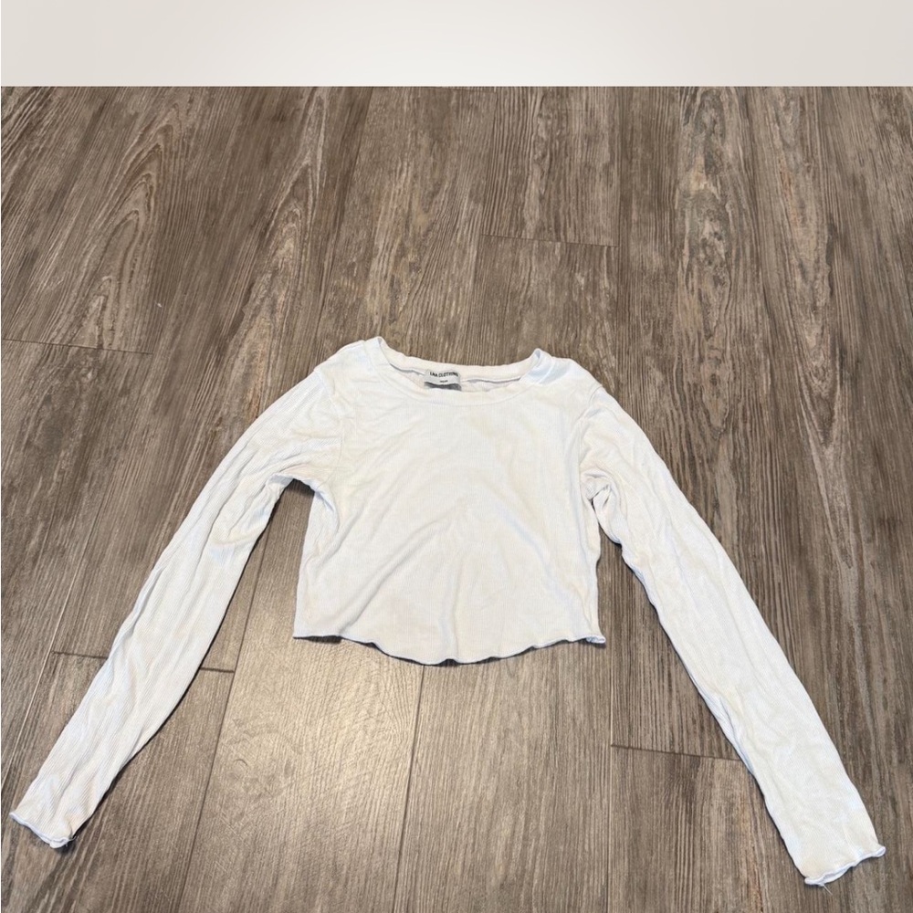 LNA Clothing White Long Sleeve Crop Top